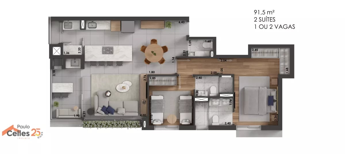 Joaquim 101 Apartamento à venda no Bigorrilho com 91 m² e 2 suítes