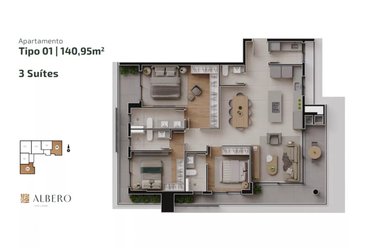 Apartamento com 3 quartos no Hugo Lange - Ed Albero - HT2335