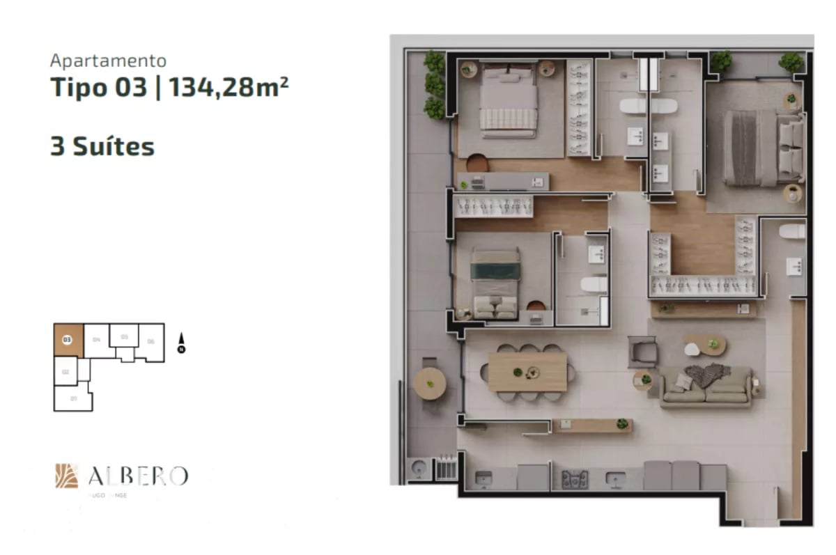 Apartamento com 3 quartos no Hugo Lange - Ed Albero - HT2335