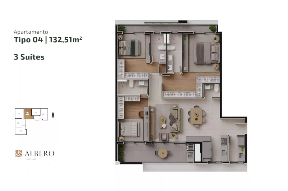 Apartamento com 3 quartos no Hugo Lange - Ed Albero - HT2335