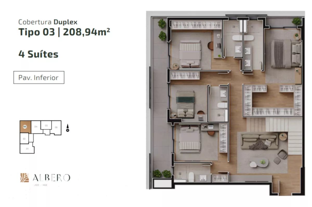 Apartamento com 3 quartos no Hugo Lange - Ed Albero - HT2335