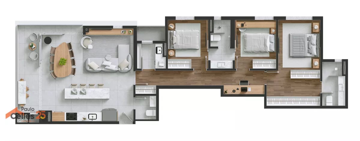 Kóra Curitiba Apartamento à venda no Portão com 3 quartos e 115 m²