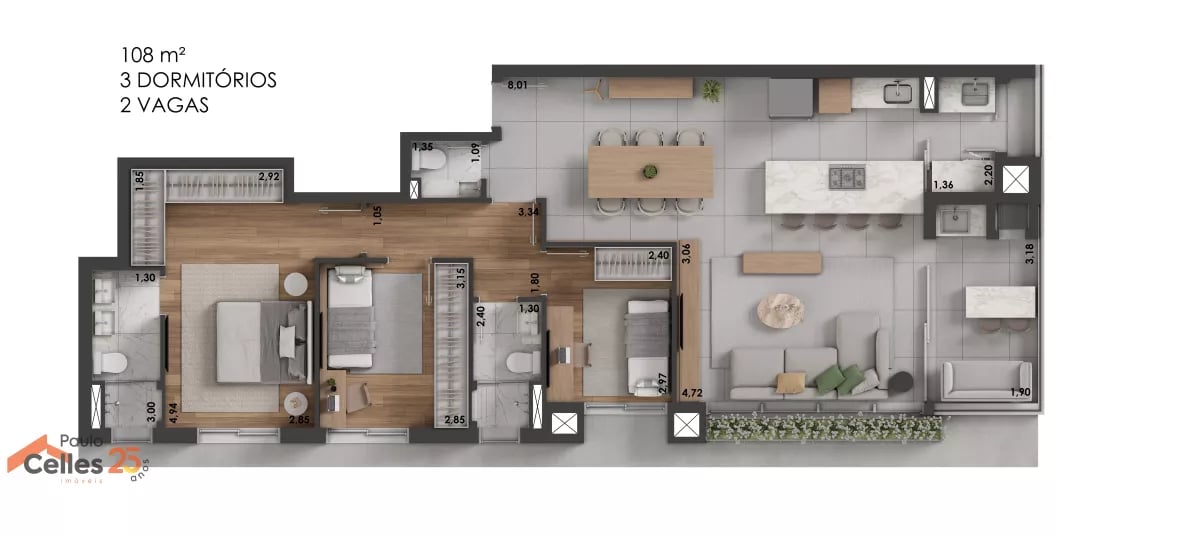 Joaquim 101 Apartamento 3 quartos no Bigorrilho com 108 m²